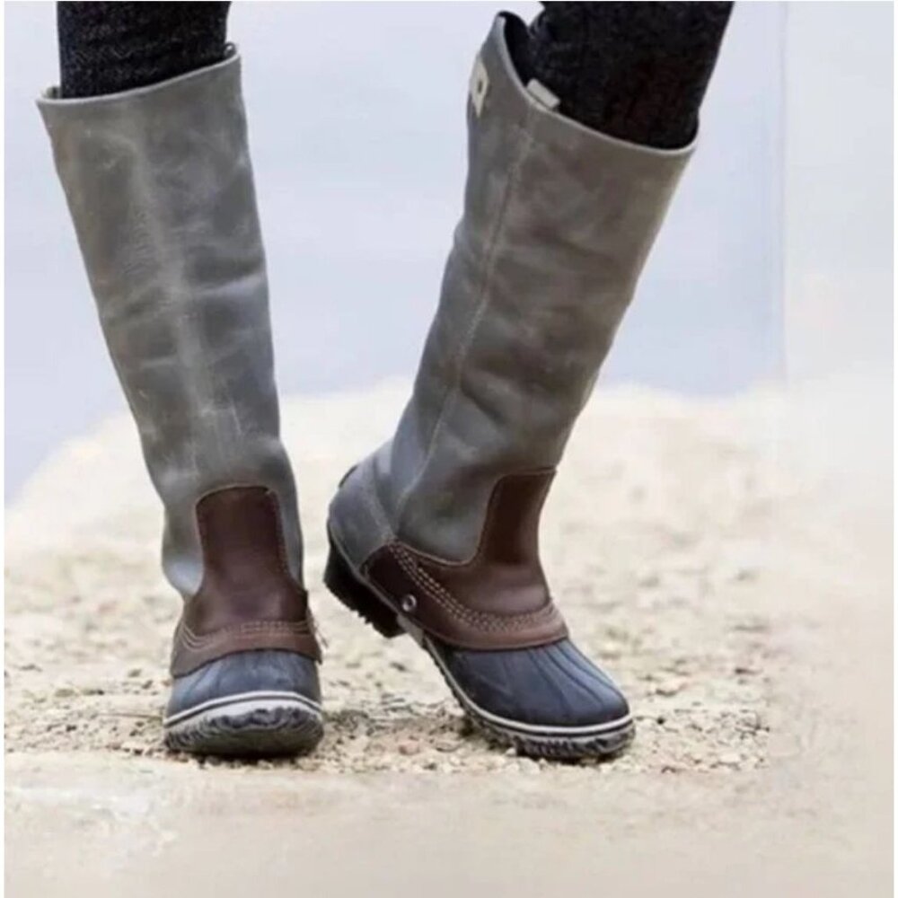SOREL SLIMPACK Tall 10 Equestrian Riding Boot Shale Gray Waterproof RARE HTF - Picture 1 of 17
